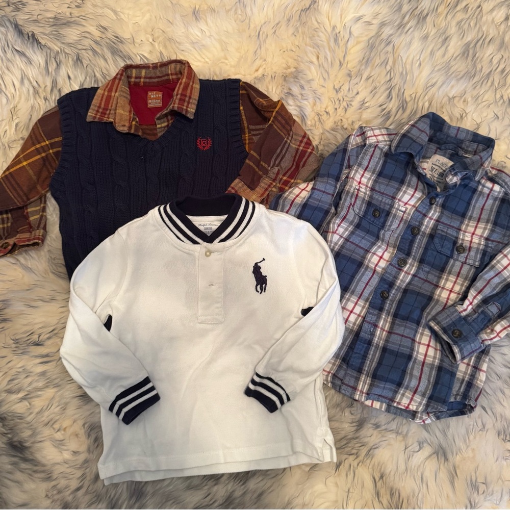 Kids' White Polo Shirt with Navy Accents
